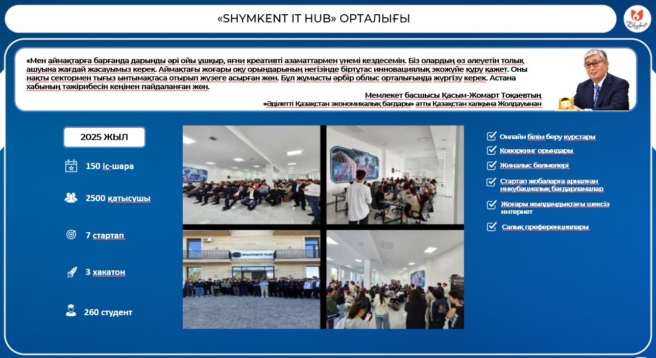 SHYMKENT IT HUB – ИННОВАЦИЯ МЕН МҮМКІНДІКТЕР ОРТАЛЫҒЫ